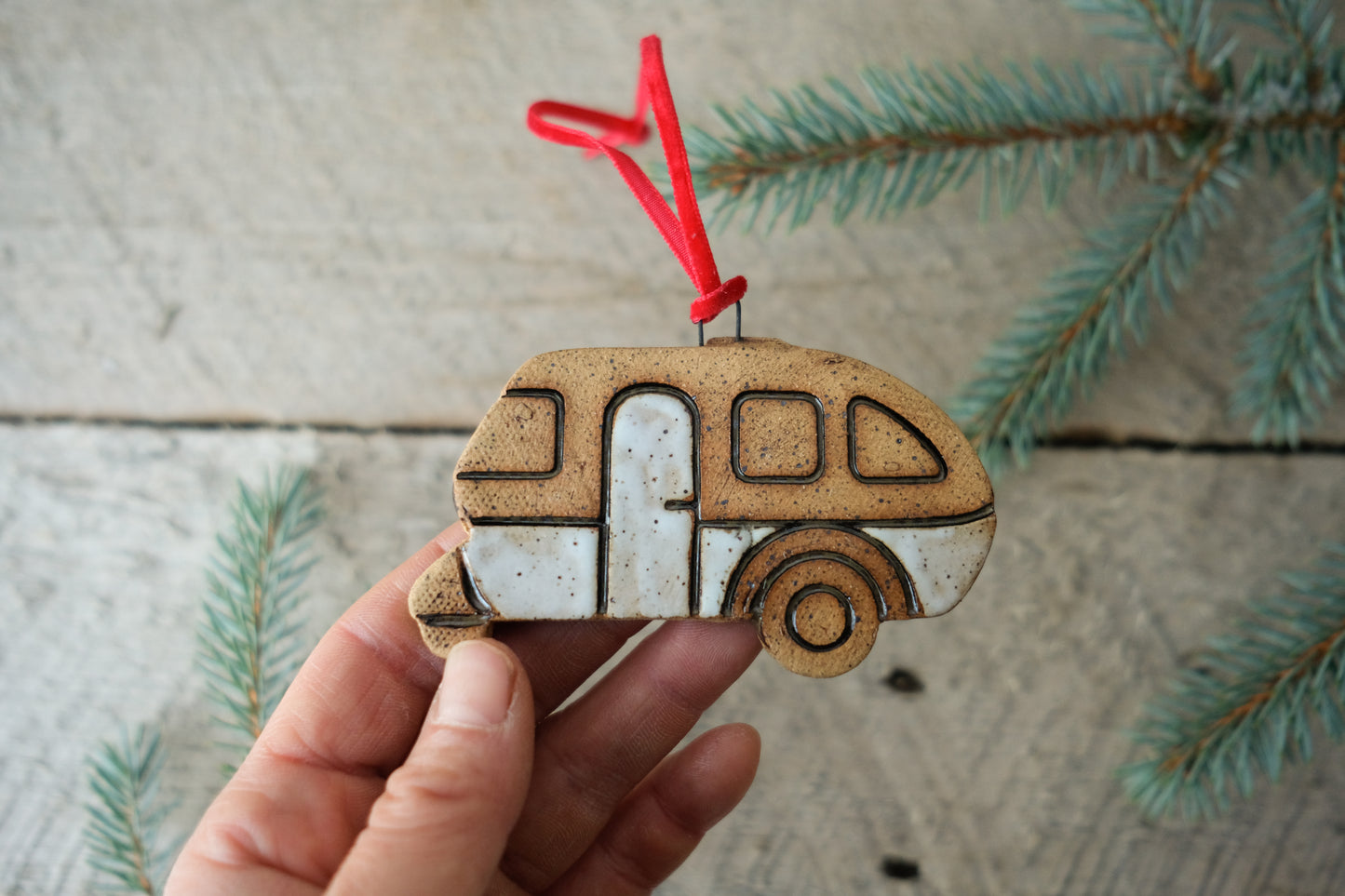 Ceramic Camper Van Ornament